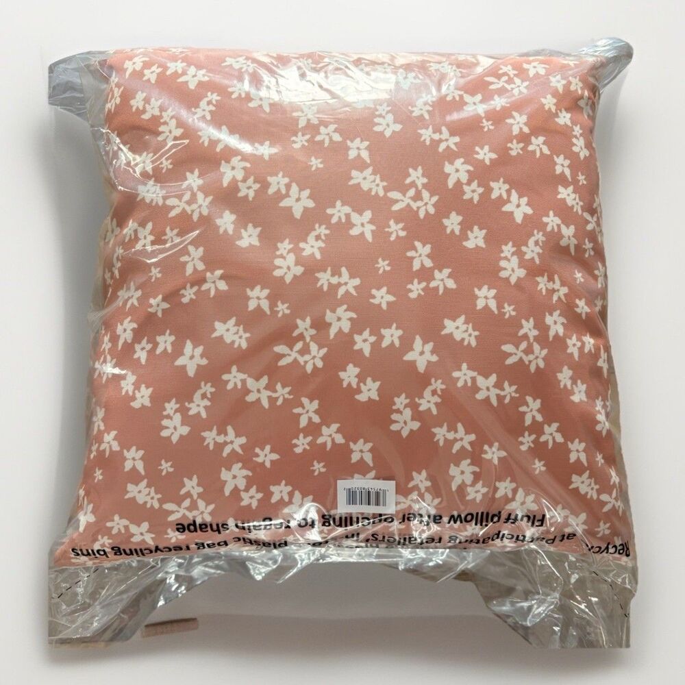 Threshold 2 Pack Coral Orange Floral Decorative Toss Pillows 18" x 18" Target